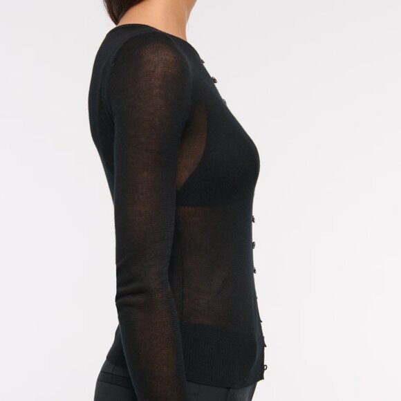 Abercrombie Sheer Slash Cardigan - L - Black - Picture 4 of 5